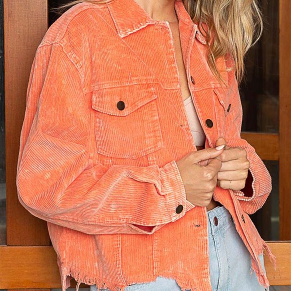 Pol Clothing Distressed Corduroy Jacket